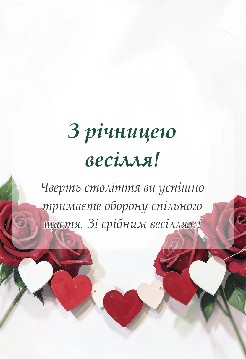 листівка з побажанням - привітання зі срібним весіллям