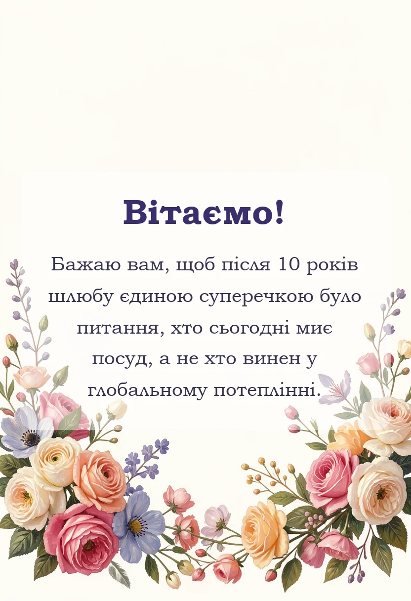 вітальна листівка - прикольні привітання з річницею весілля 10 років