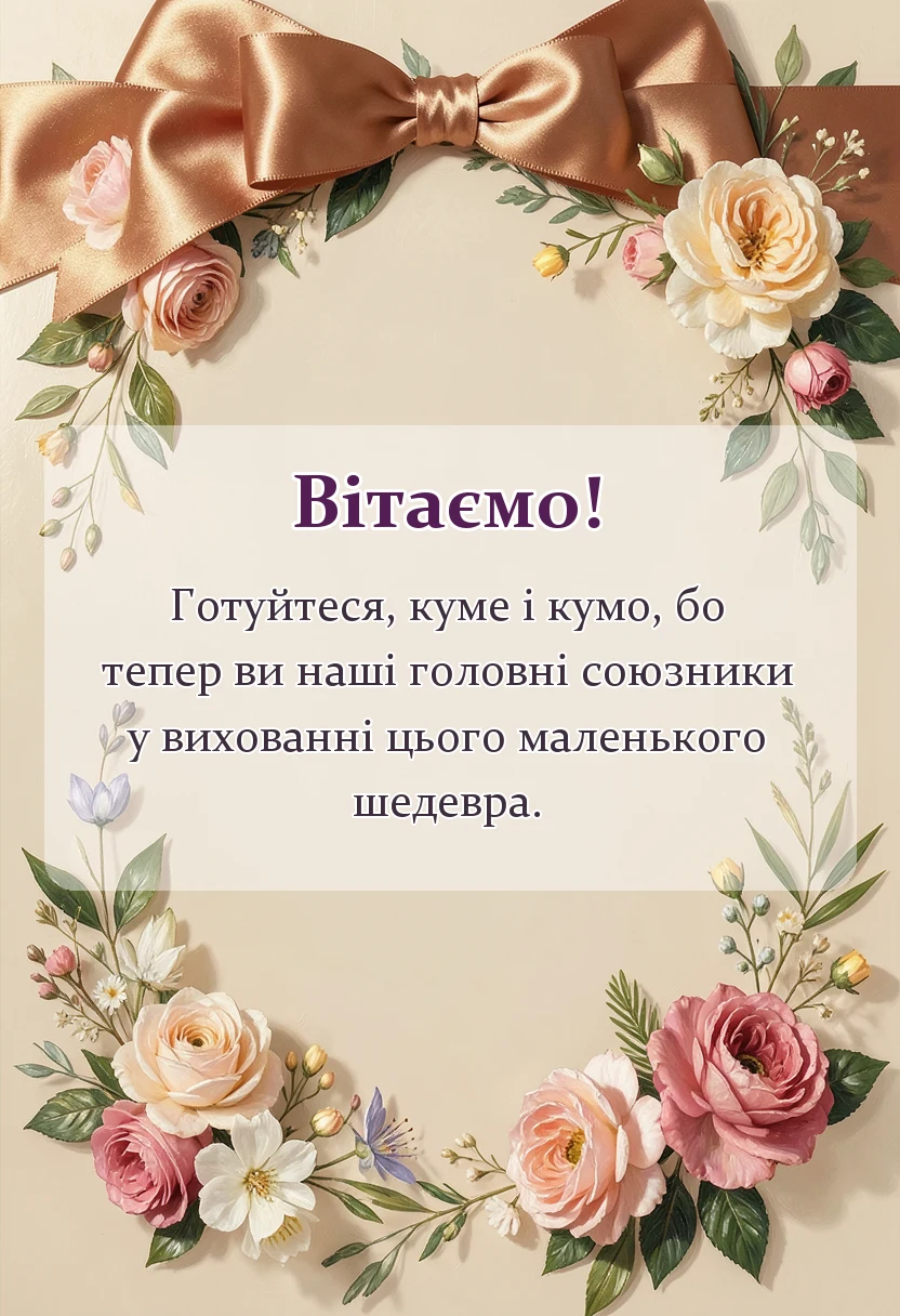 святкова картинка: подяка кумам за хрещення дитини від батьків