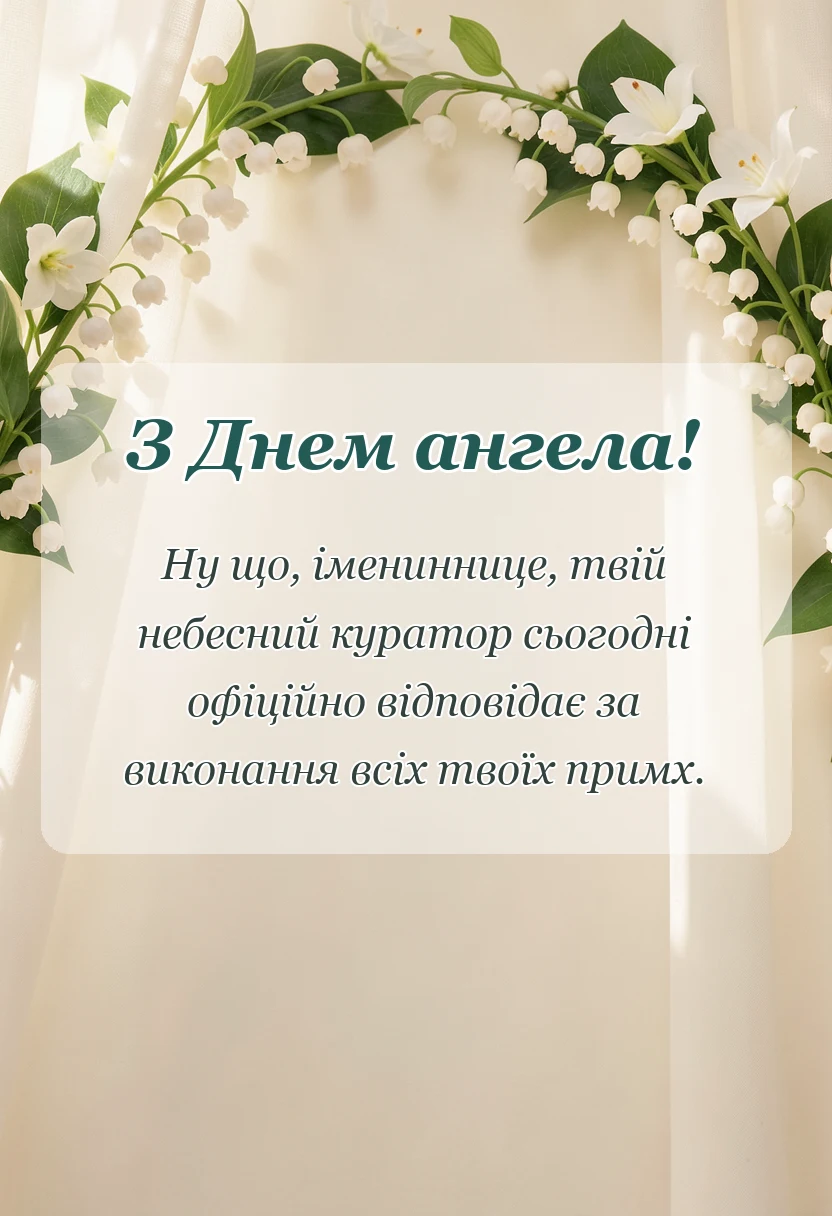вітальна листівка - привітання з днем ангела внучці від бабусі