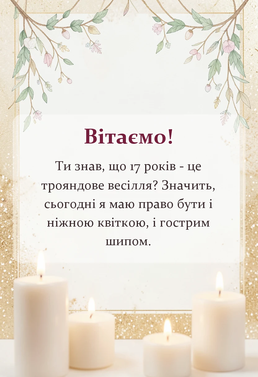 унікальна листівка - картинки з 17 років весілля чоловіку