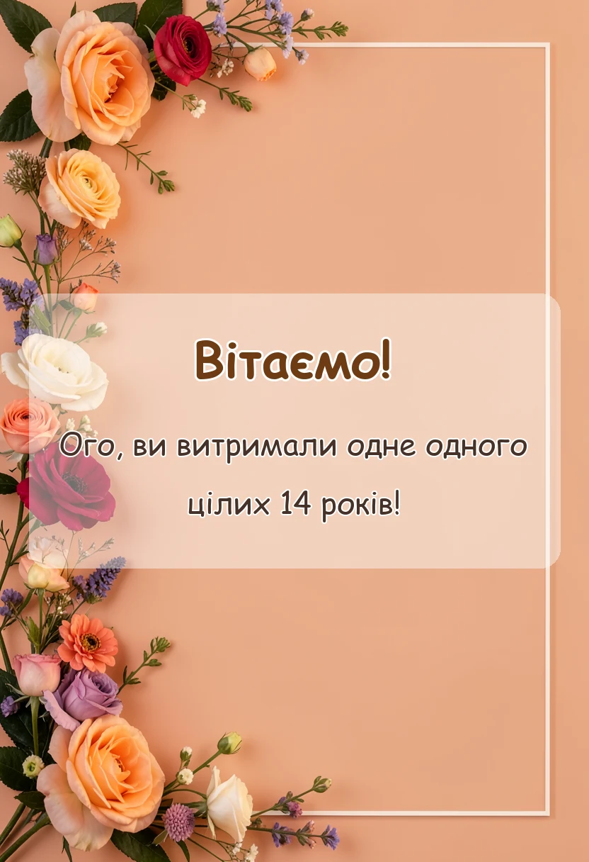 унікальна листівка - річниця весілля 14 років