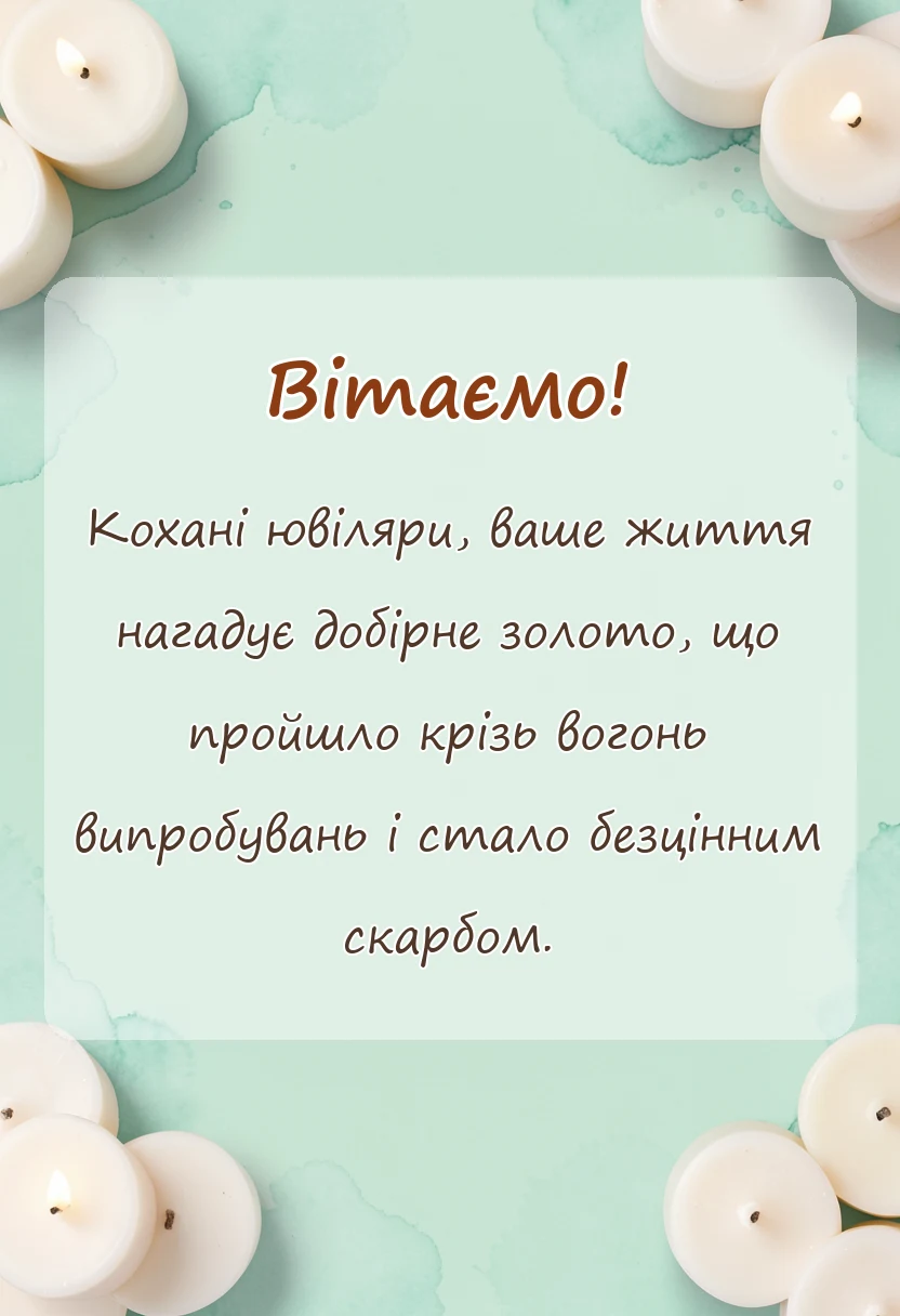 листівка з побажанням - привітання на золоте весілля в прозі