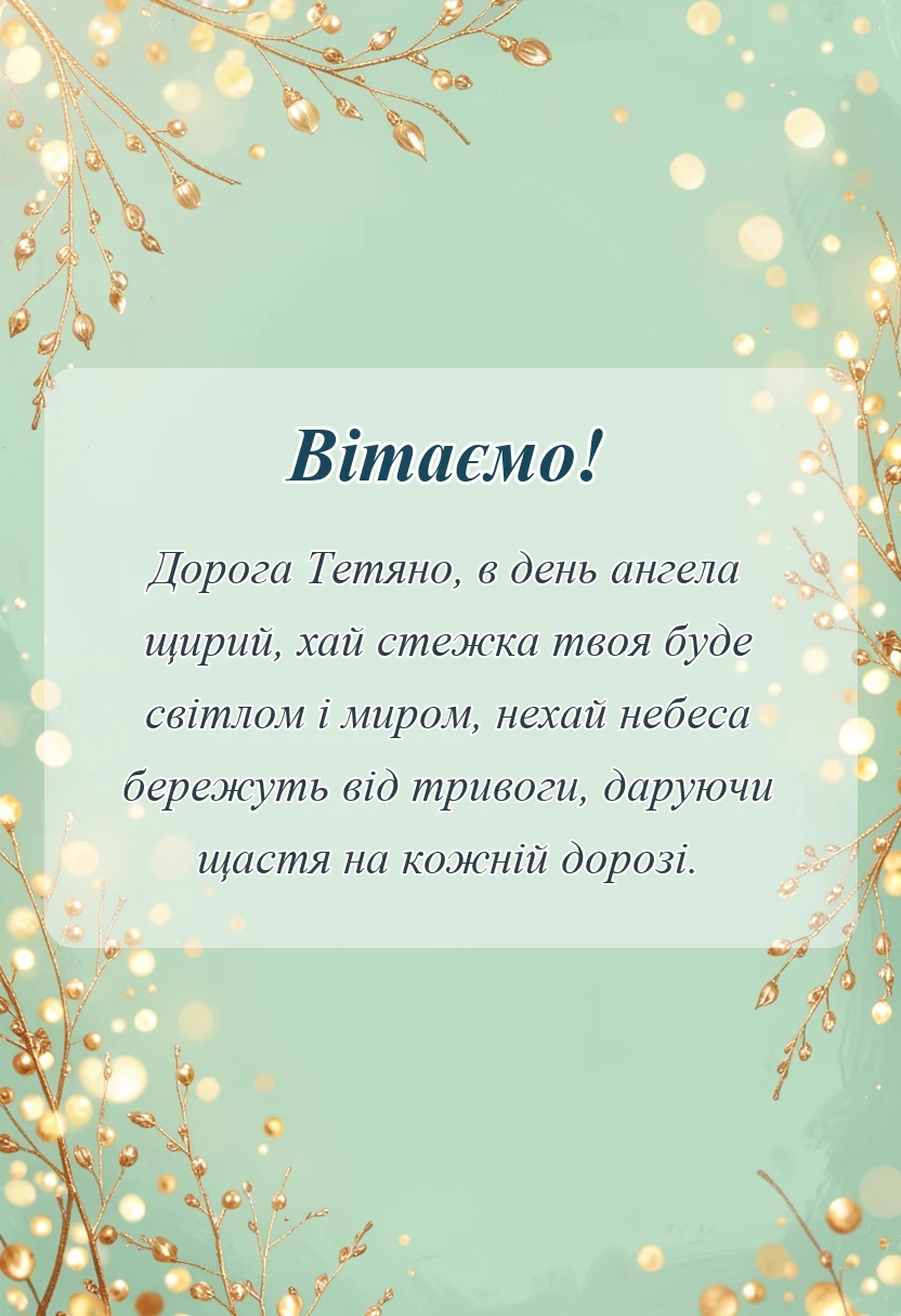 листівка з побажанням - привітання з днем ангела тетяни