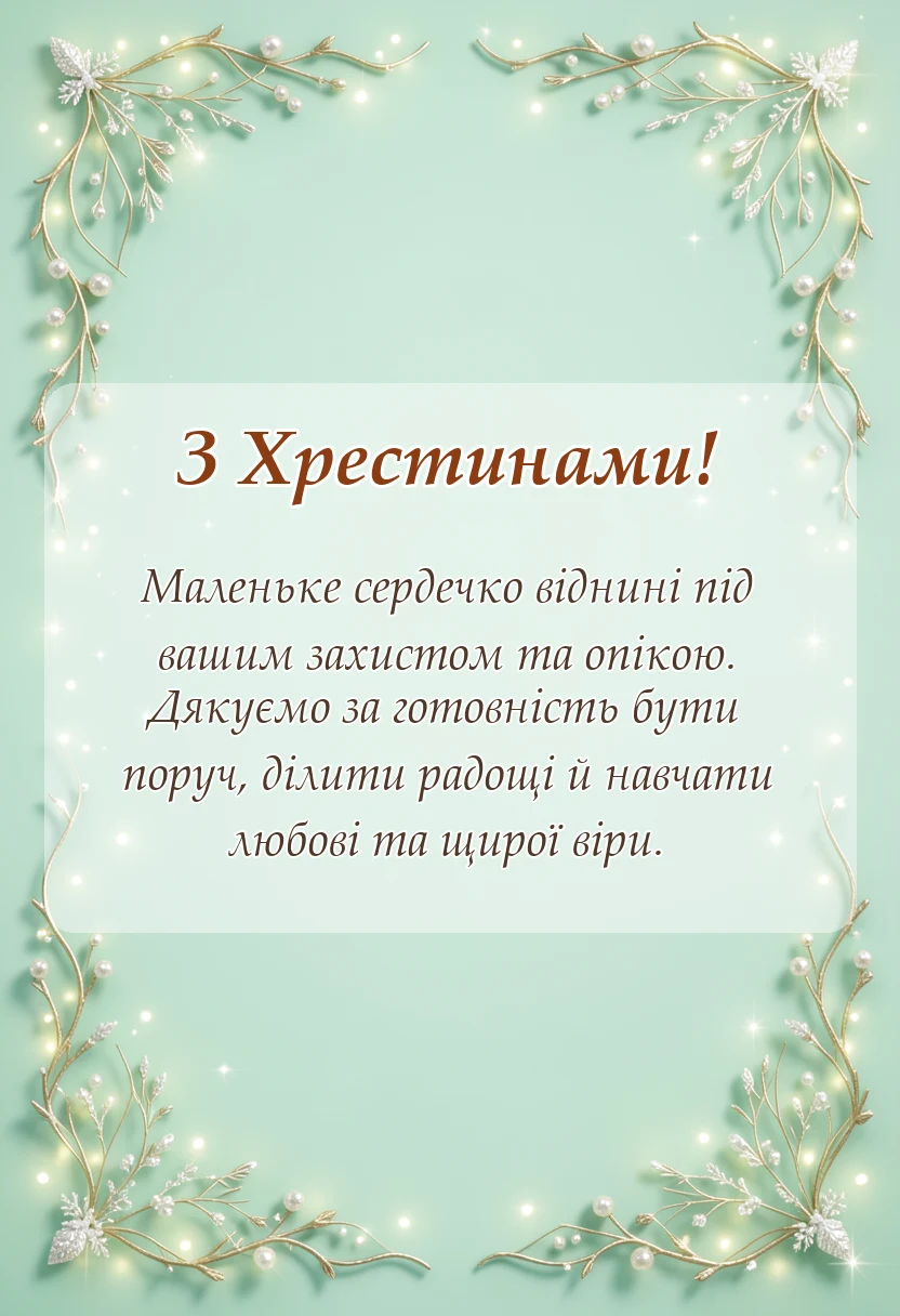 унікальна листівка - привітання на хрещення дитини