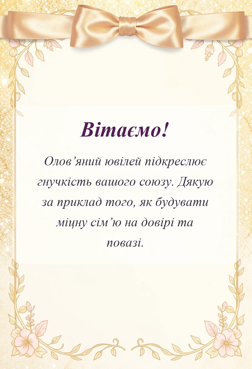 красива листівка: привітання традиції ідеї подарунків оловяне весілля 10 років
