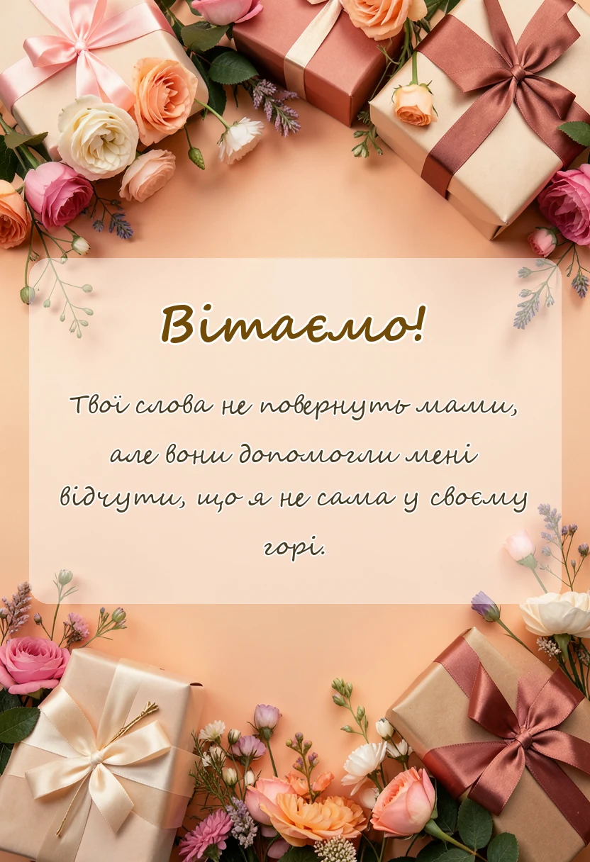 унікальна листівка - подяка за співчуття з приводу смерті мами