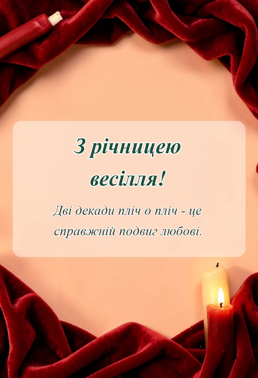 вітальна листівка - привітання з річницею весілля 20 років своїми словами