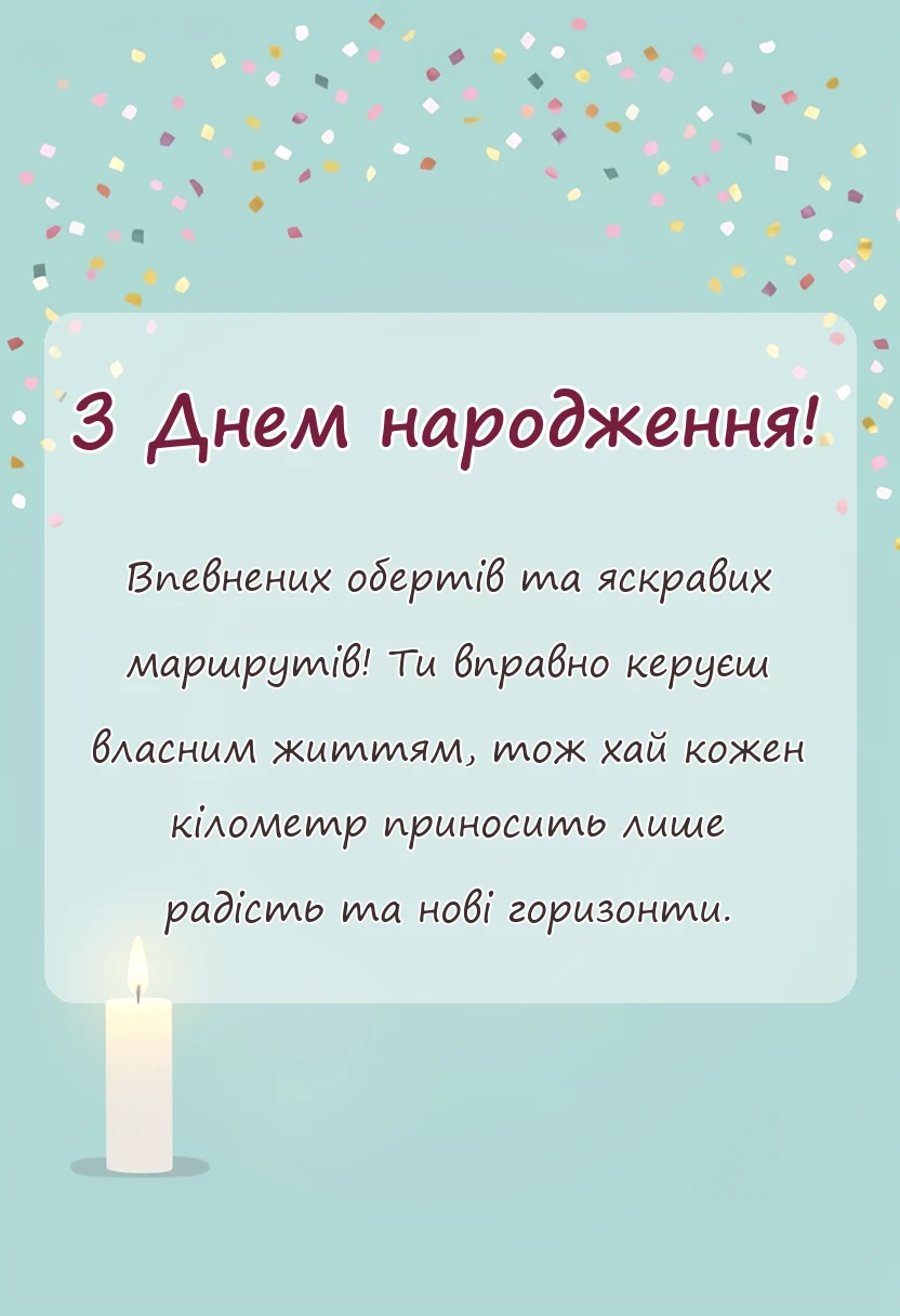 унікальна листівка - привітання водію жінці