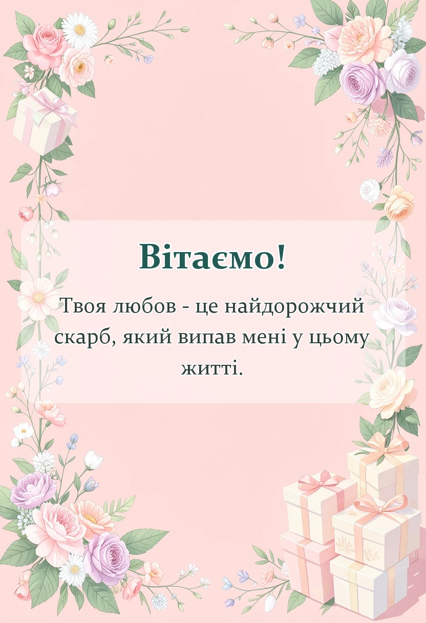 унікальна листівка - привітання з днем валентина жінці своїми словами