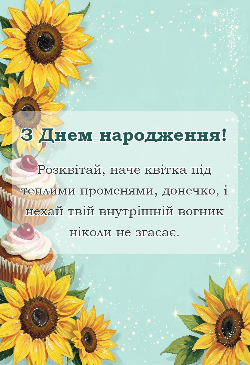 святкова картинка: вітання з днем народження донечки