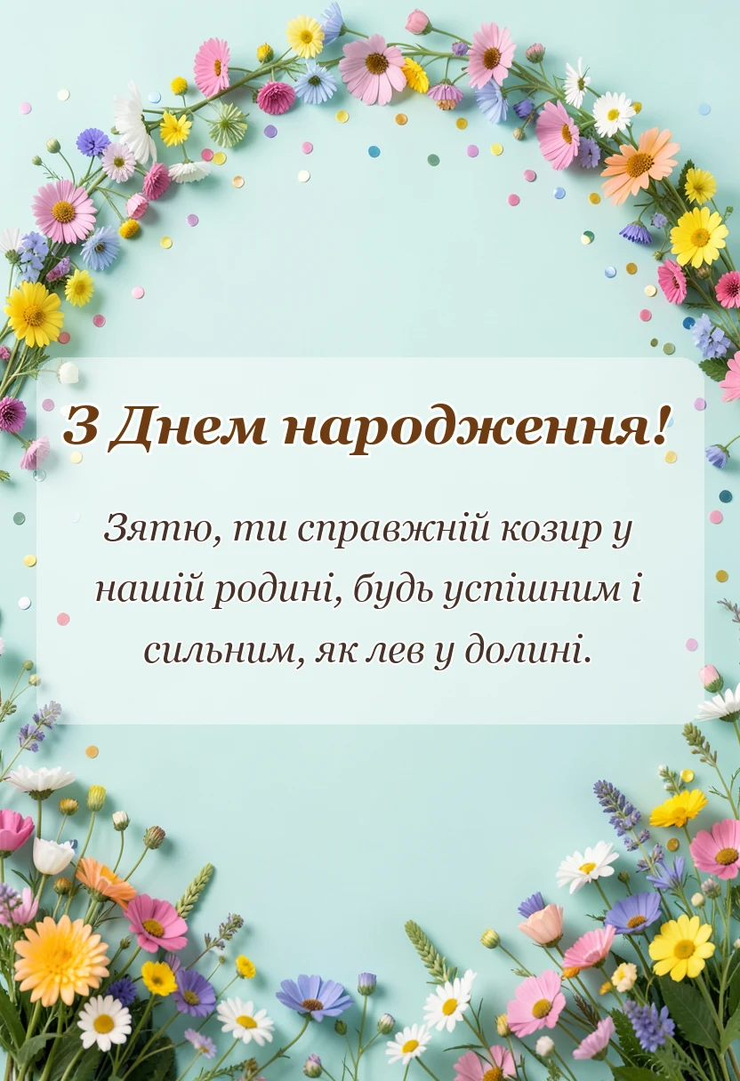 красива листівка: прикольні привітання з днем народження зятю