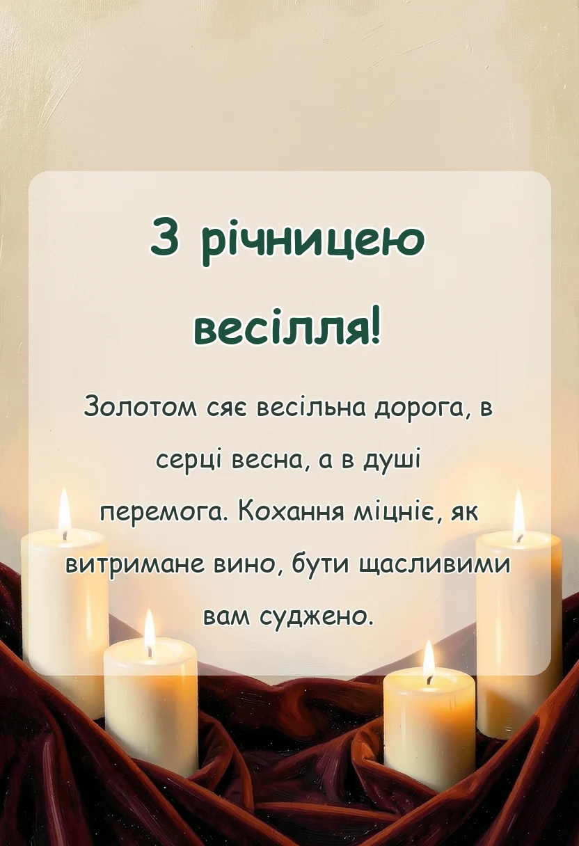 красива листівка: вітання з річницею весілля своїми словами