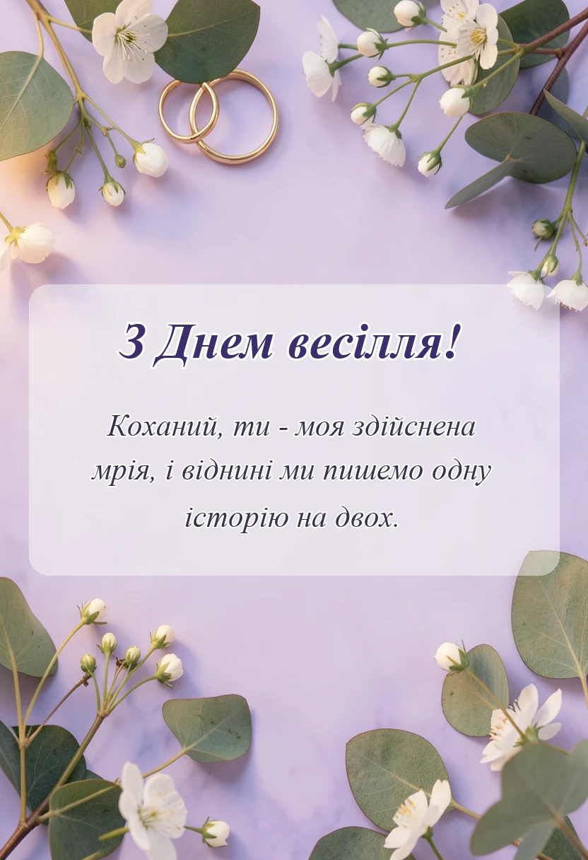 листівка з побажанням - привітання з весіллям чоловіку