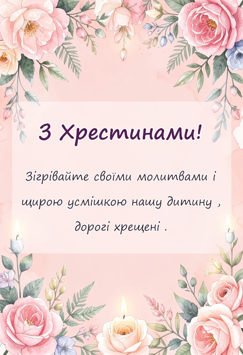 унікальна листівка - картинки на хрещення дитини