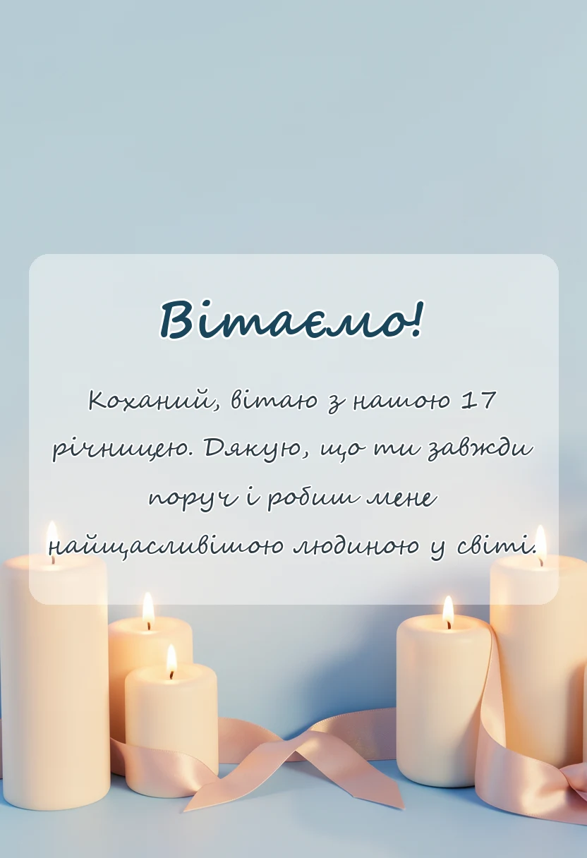 вітальна листівка - привітання з 17 років весілля чоловіку