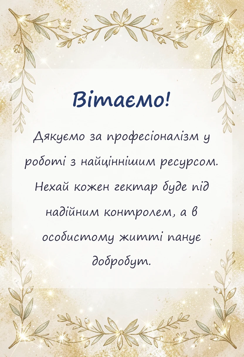 унікальна листівка - привітання з днем землевпорядника українською