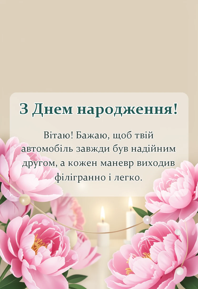 унікальна листівка - привітання водію жінці