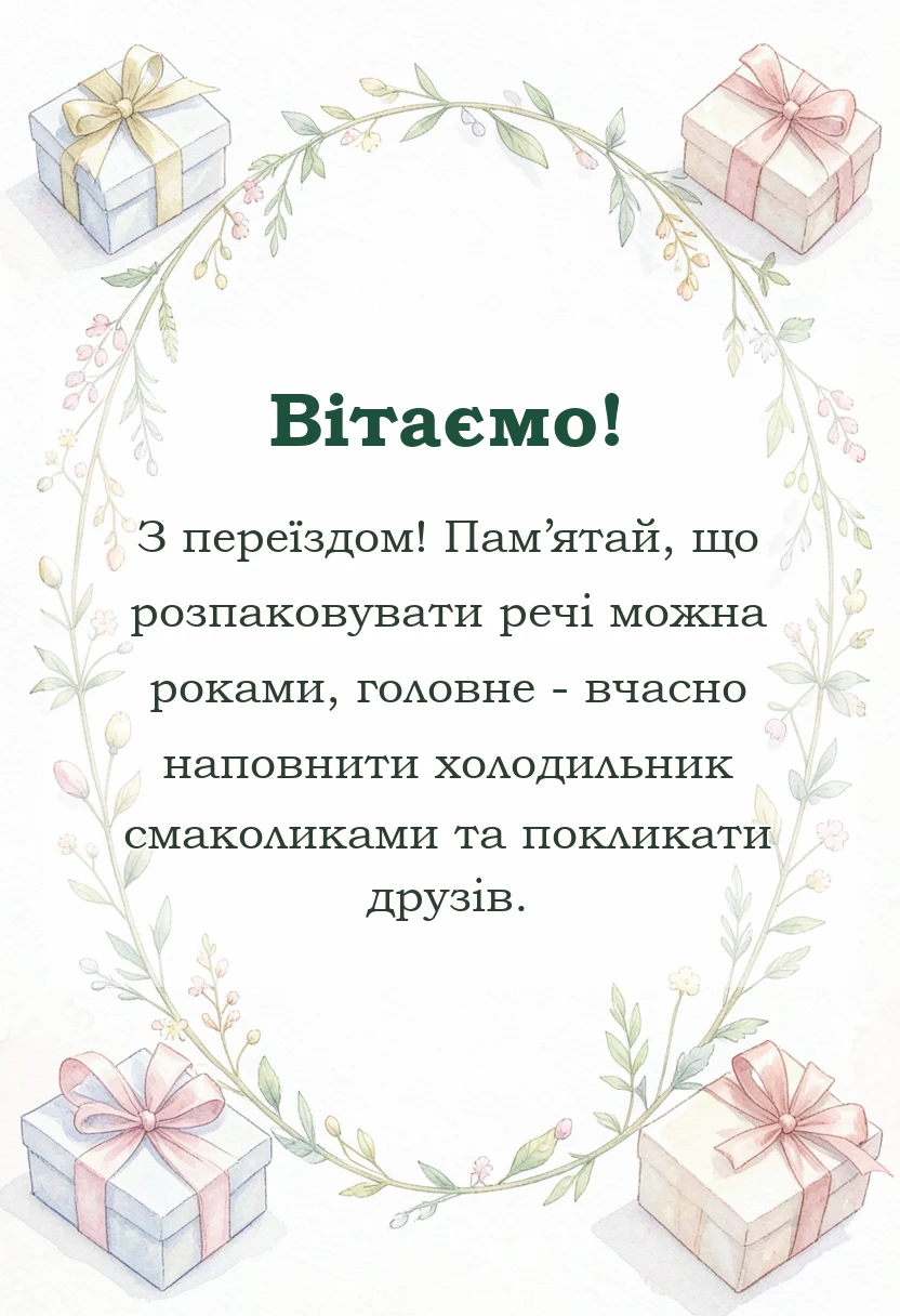 листівка з побажанням - картинка з новосіллям