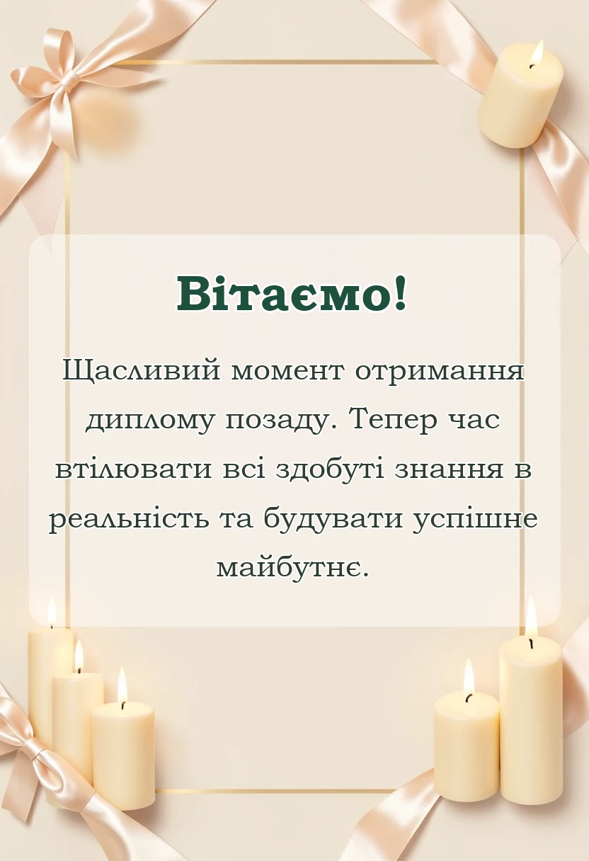 унікальна листівка - привітання з отриманням диплому в прозі
