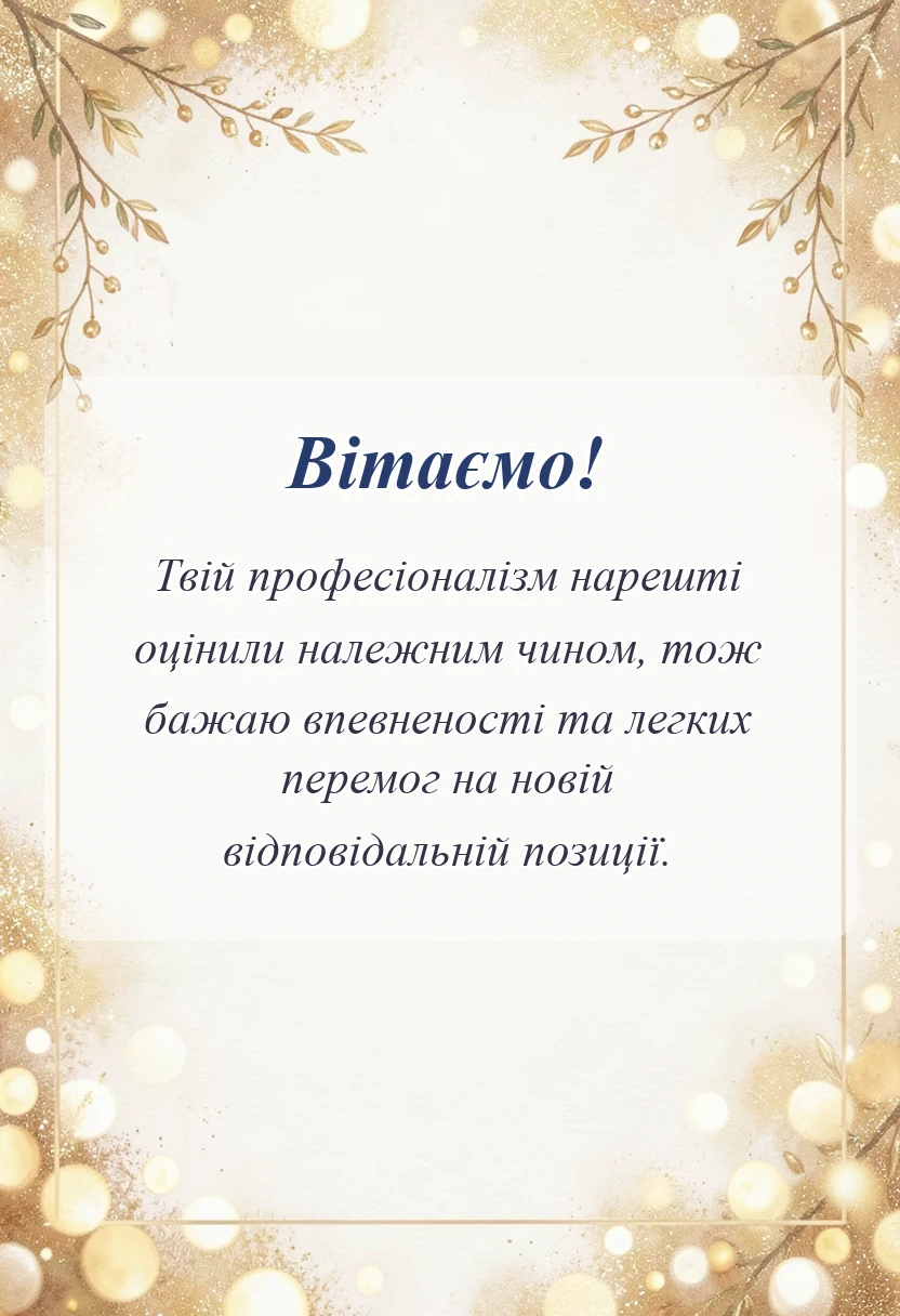 красива листівка: привітання з призначенням на посаду картинки