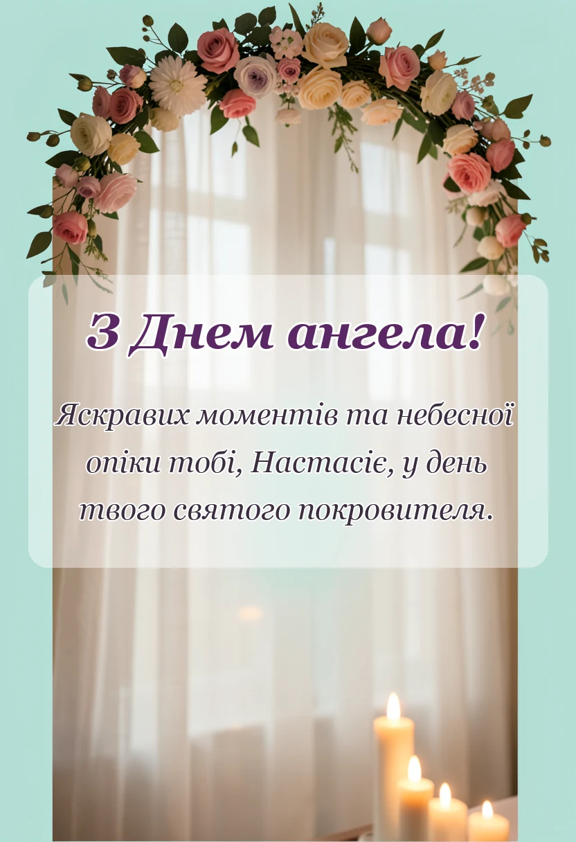 унікальна листівка - привітання з днем ангела внучці анастасії своїми словами