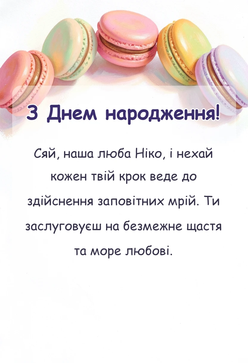 красива листівка: привітання з днем народження ніки