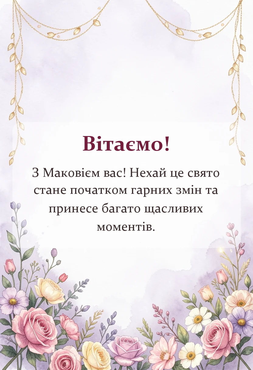 святкова картинка: привітання з маковієм