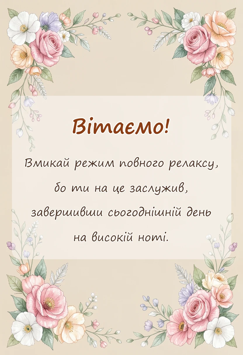 листівка з побажанням - привітання з останнім робочим днем