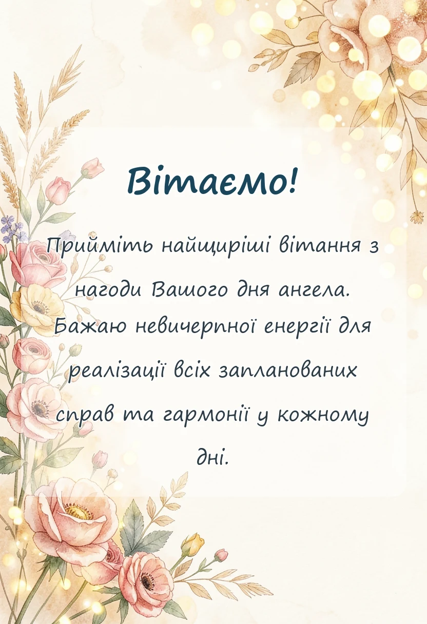 вітальна листівка - привітання з іменинами