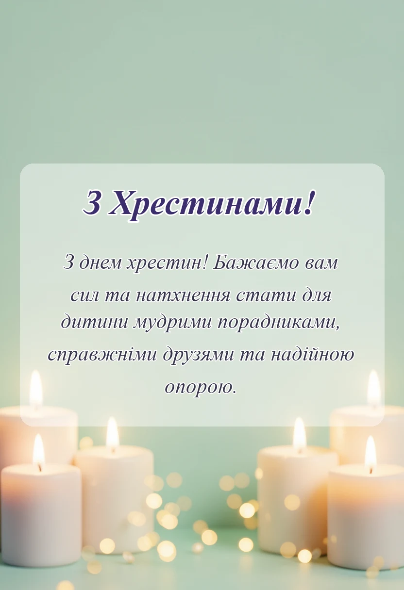 листівка з побажанням - привітання на хрещення дитини
