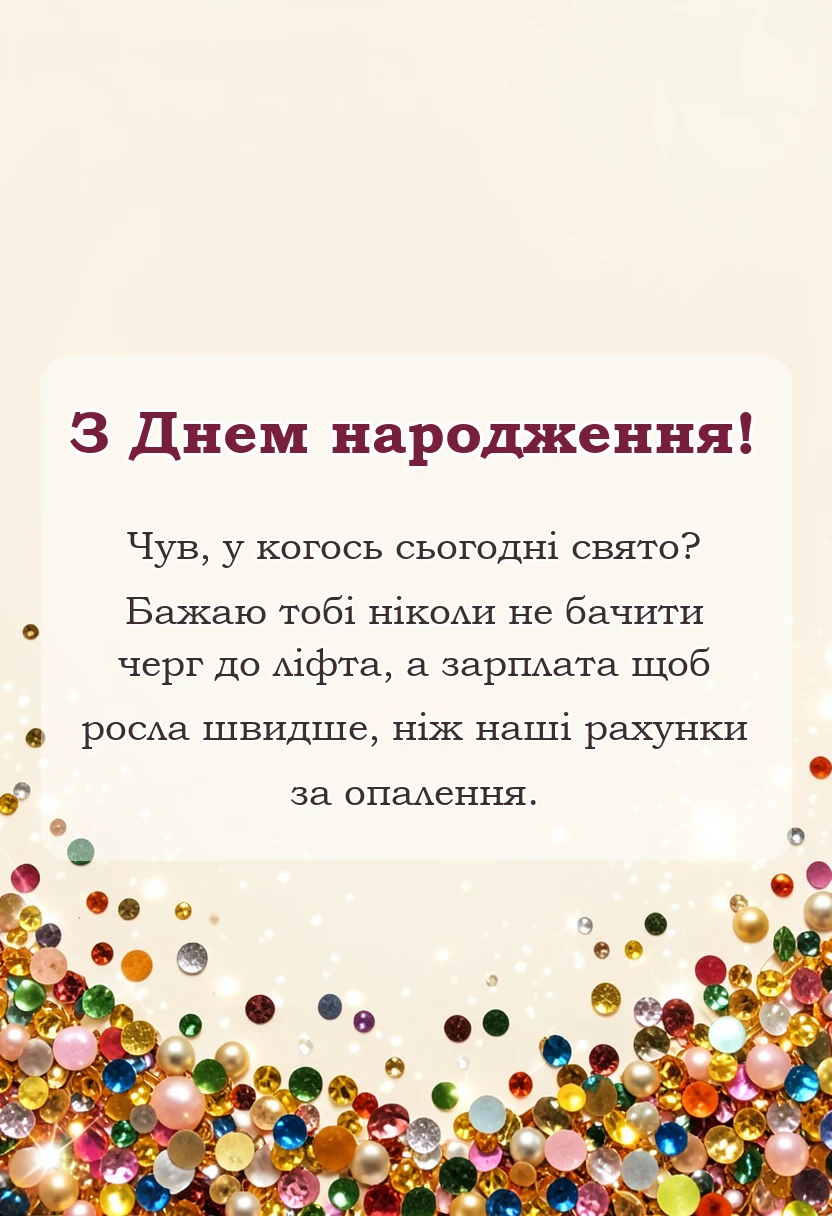 вітальна листівка - прикольні привітання з днем народження сусіду