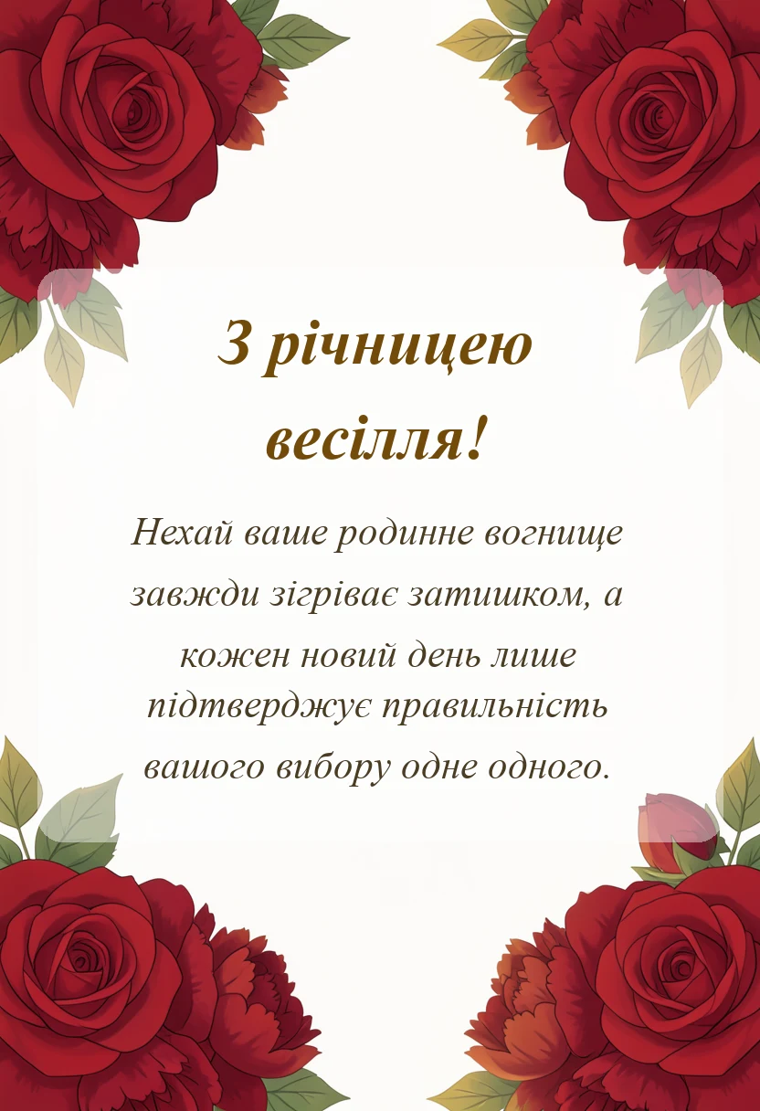 святкова картинка: вітання з річницею весілля своїми словами