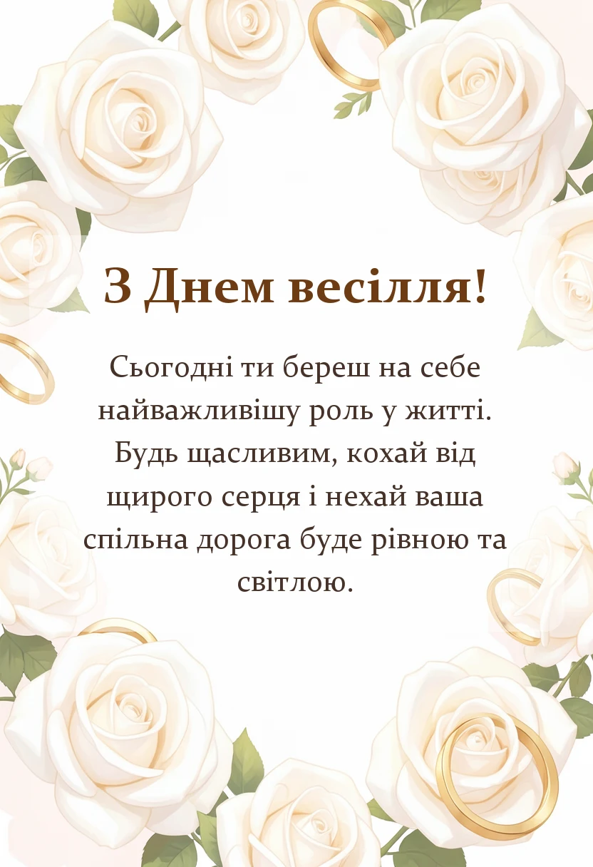 унікальна листівка - привітання з весіллям чоловіку