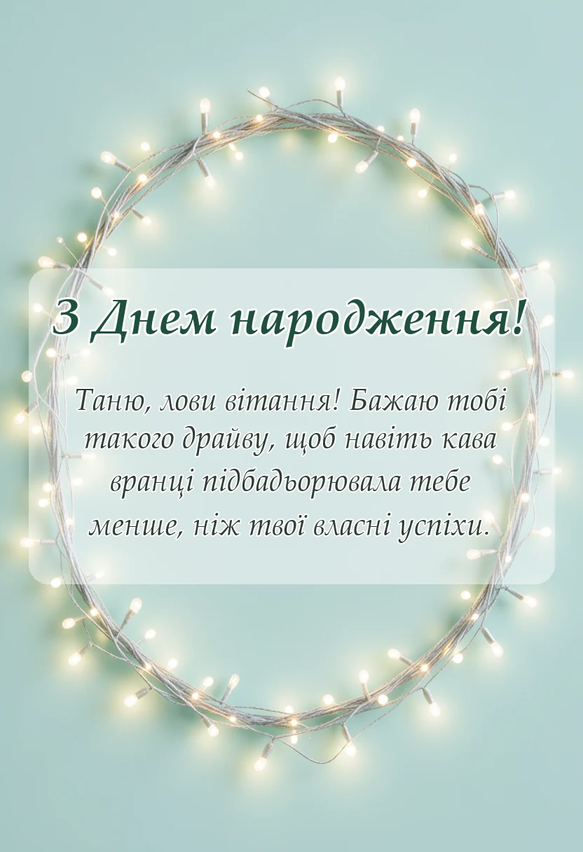 вітальна листівка - привітання з днем народження танюша прикольні
