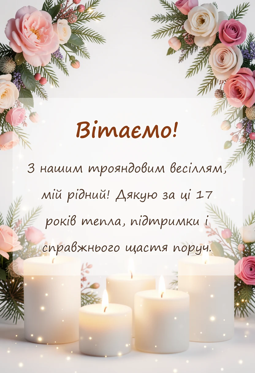 унікальна листівка - картинки з 17 років весілля чоловіку