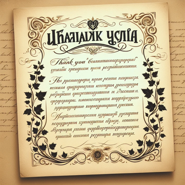 Українська подяка благодійному фонду з орнаментом