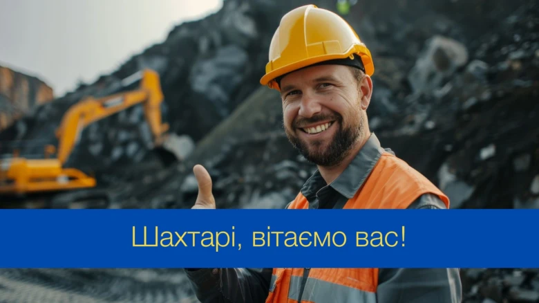 Шахтар у шоломі посміхається на фоні кар'єру.