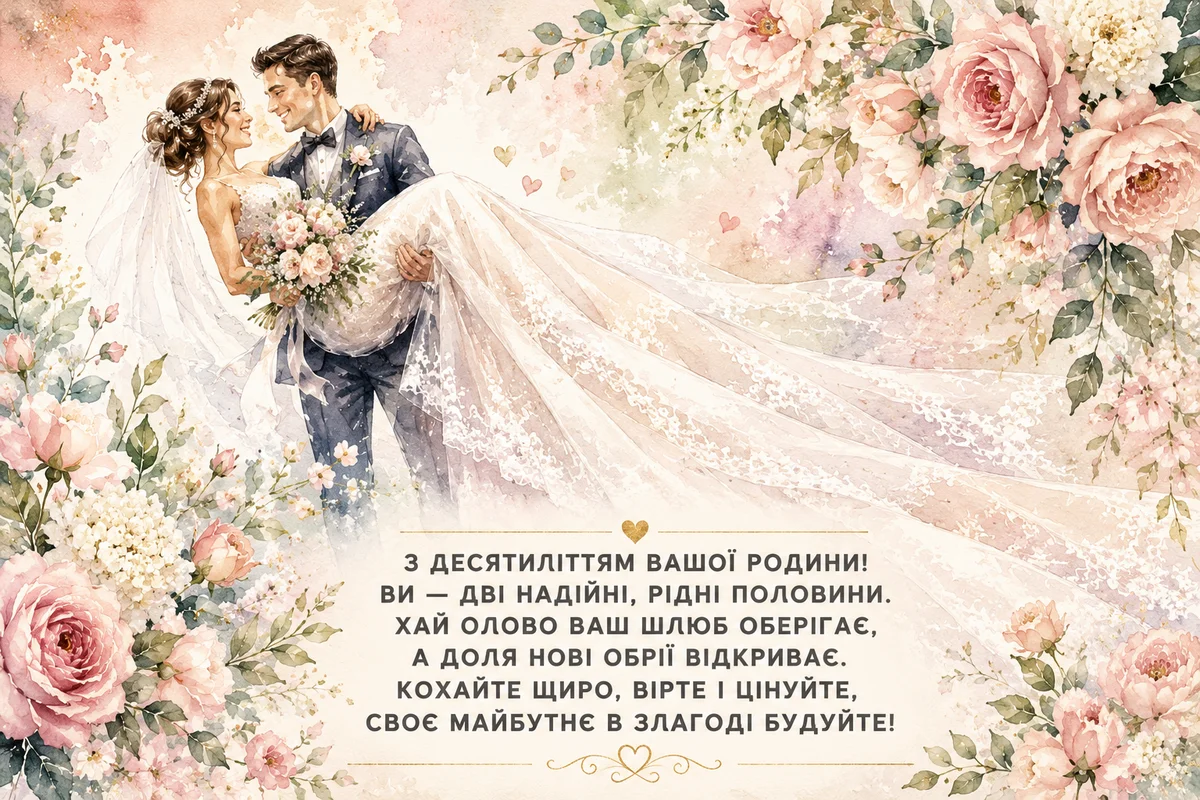 Весільна ілюстрація з нареченою та нареченим серед квітів